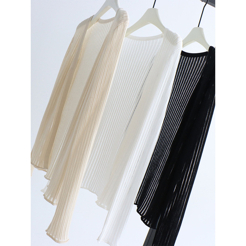 Clear French Knit Sweater Cardigan Lyocell Shawl Lazy Spring and Summer Sunscreen Tencel Top Women's New Clear French Knit Sweater Cardigan Lyocell Shawl Lazy Spring and Summer Sunscreen Tencel Top Women's New
