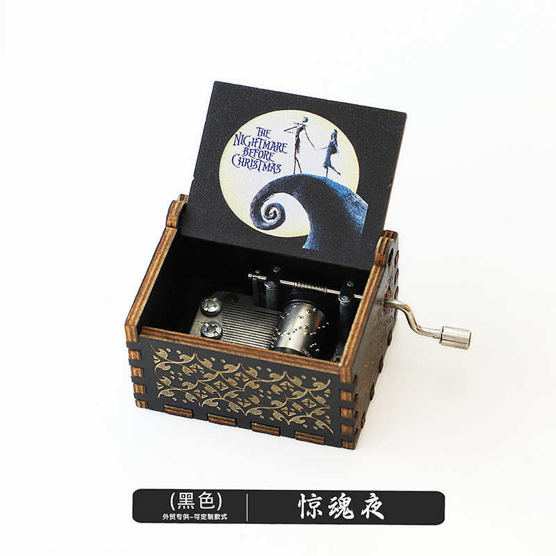 木製オルゴール装飾品古典的な彫刻手回しオルゴールクリスマス工芸品ギフトギフト在庫あり|undefined