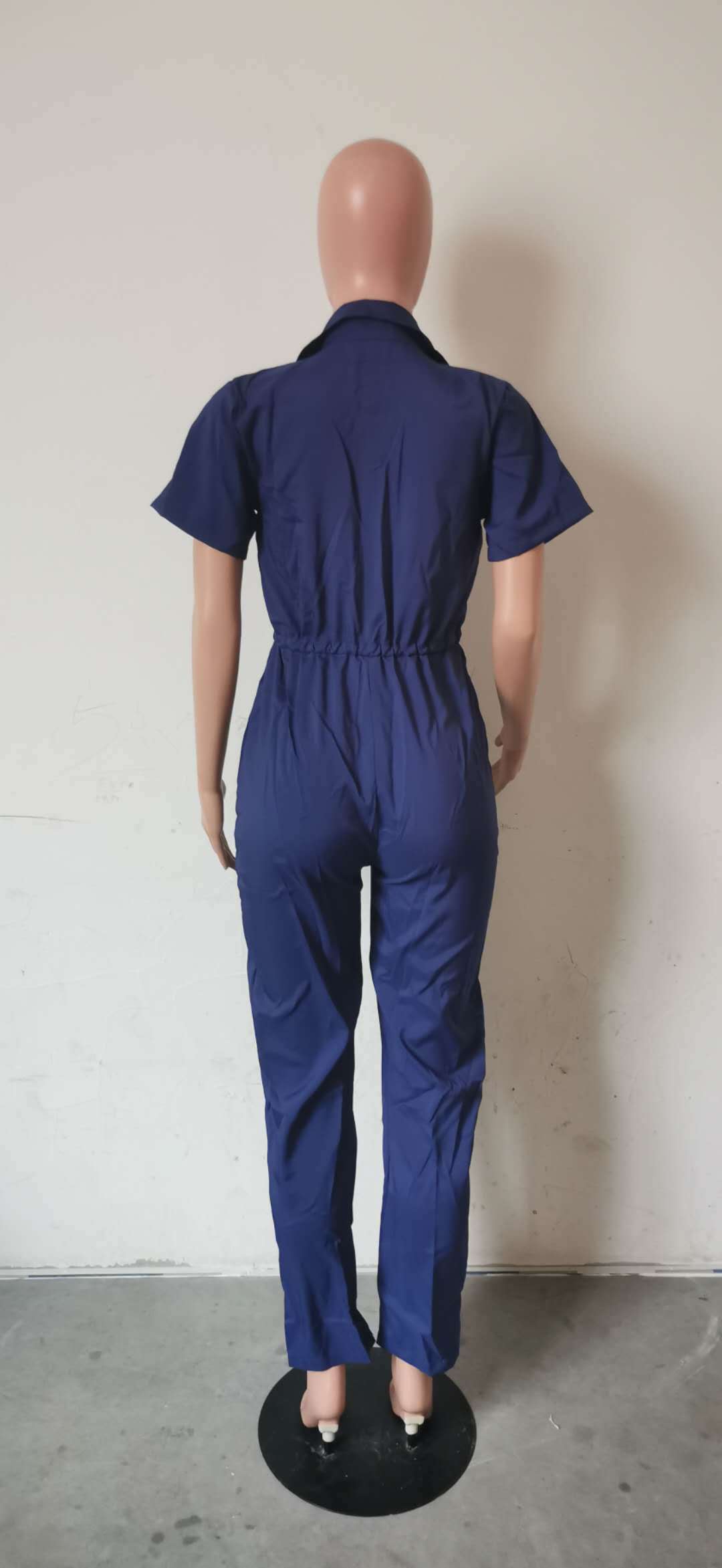 Dam jumpsuit med hög midja och fickor för höst och vinter_voghion.com