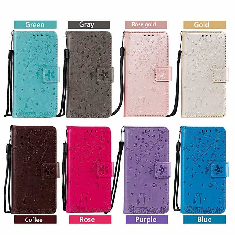 For iPhone15promax Sakura Cat Embossed Phone Leather Case Apple 14 Embossed Card Wallet Flip Cover For iPhone15promax Sakura Cat Embossed Phone Leather Case Apple 14 Embossed Card Wallet Flip Cover