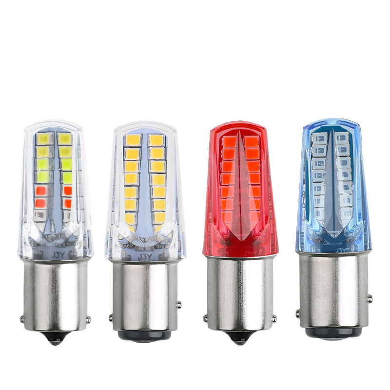 Nuevo automóvil y motocicleta LED luz de freno 1157 2835 32SMD luz parpadeo RGB luz de freno de agua