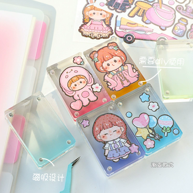 Градиентный цвет Goo Card Кирпич Градиентный прозрачный акриловый Магнитный Goo Card Кирпич Love Bean Фоторамка Наклейка Goo Card Ледяной блок Кирпич