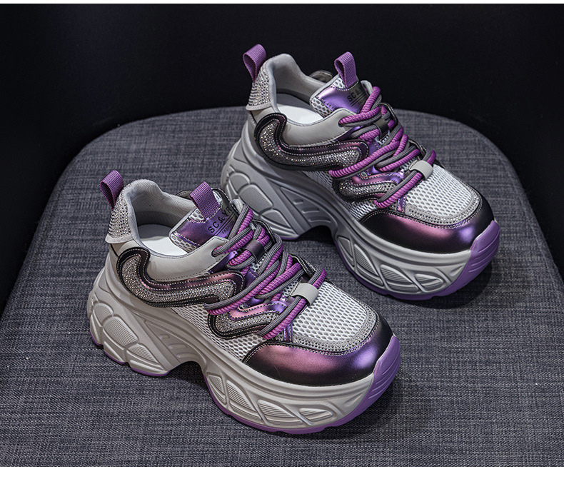 Giày sneaker nữ chunky đế dày tăng chiều cao phong cách hot girl mùa xuân 2026 — M2807 màu be, M2807 màu bạc, M2807 màu đen, M2807 Màu tím chi tiết 22
