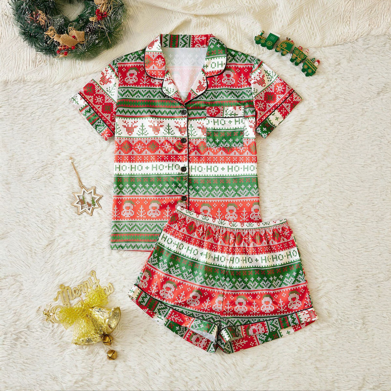 European and American Halloween Satin Pajamas Set with Ghost, Pumpkin, and Snowman Prints, Christmas Loungewear for Women, Two-Piece Set European and American Halloween Satin Pajamas Set with Ghost, Pumpkin, and Snowman Prints, Christmas Loungewear for Women, Two-Piece Set