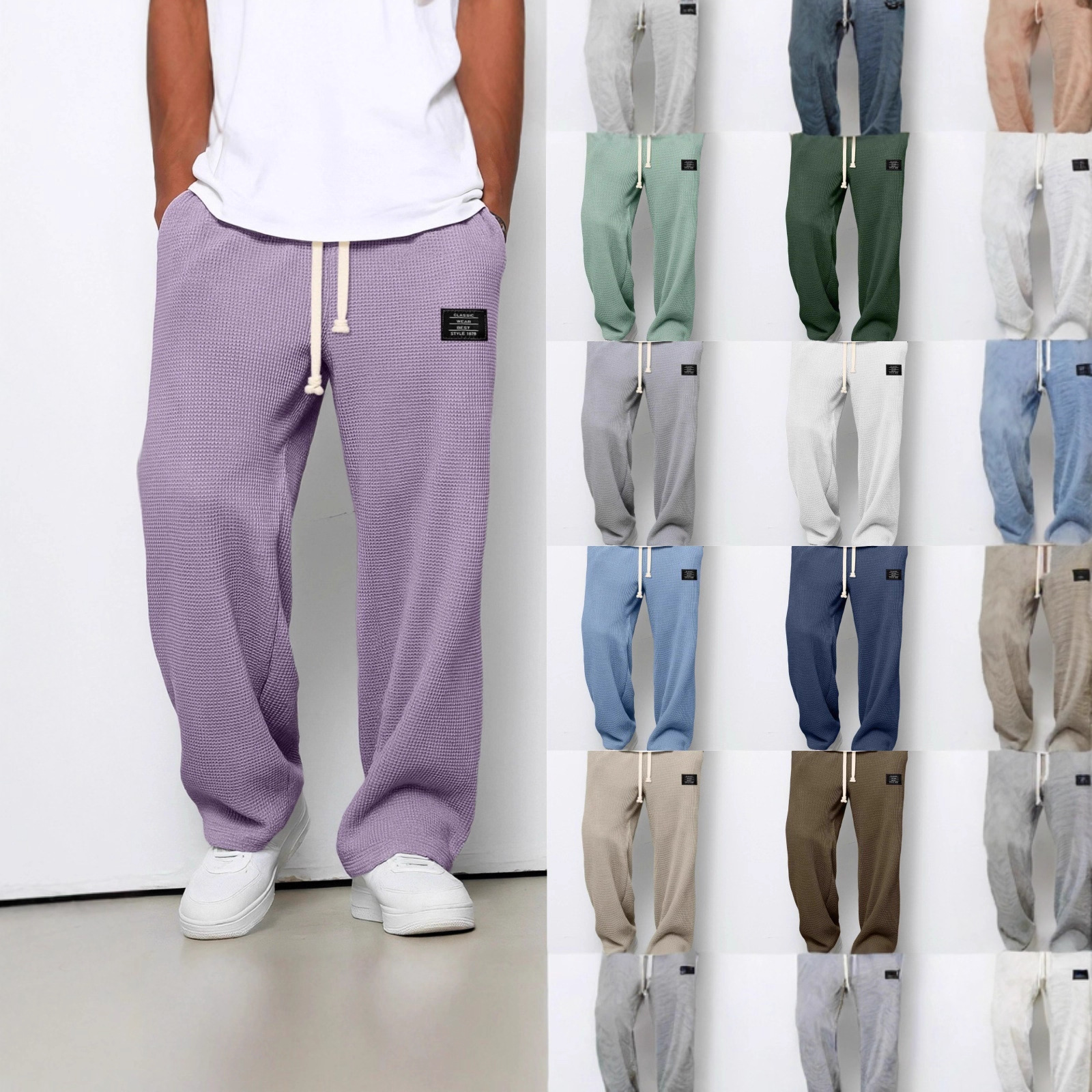 2025 Cross-Border Amazon Men's Spring and Autumn Straight-Leg Sweatpants Wide-Leg Sports Trousers Versatile Casual Pants Loose Fit