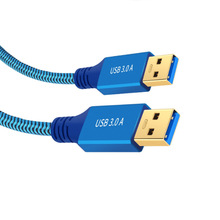 镀金头USB3.0公对公编织数据线移动硬盘盒高速传输双公头连接线