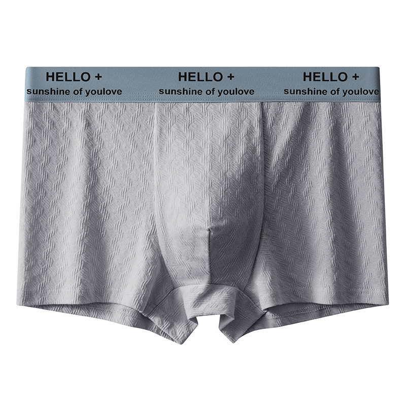 Ropa interior de algodón para hombre, pantalones bóxer de cintura media agradable para la piel de otoño e invierno, pantalones cortos bóxer de color sólido jacquard para hombre, cabeza