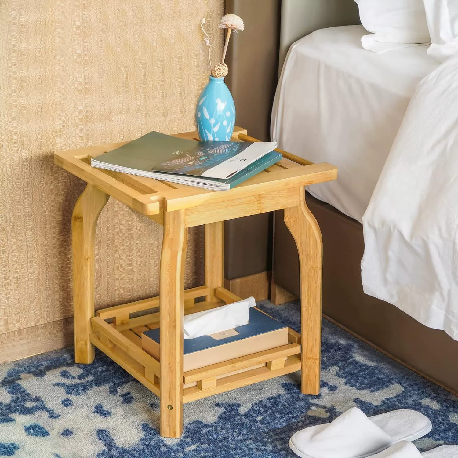Бамбуковый табурет для ванной комнаты бытовой табурет для Хранения Туалетных принадлежностей из цельного дерева для ванной деревянный многофункциональный табурет для увеличения высоты