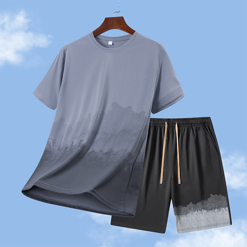 Nuevas camisetas de manga corta de secado rápido de verano de hielo para hombres de mediana edad, media manga suelta, fitness transpirable, juego de deportes para correr