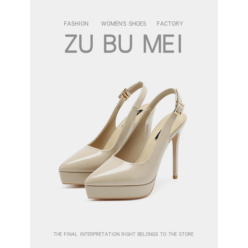 1088C Cross-Border Export Pointed Toe Stiletto High Heels for Women That Are Not Tiring for Feet, Super High Heels, Baotou Back Hollow Sandals for Women, Comfortable