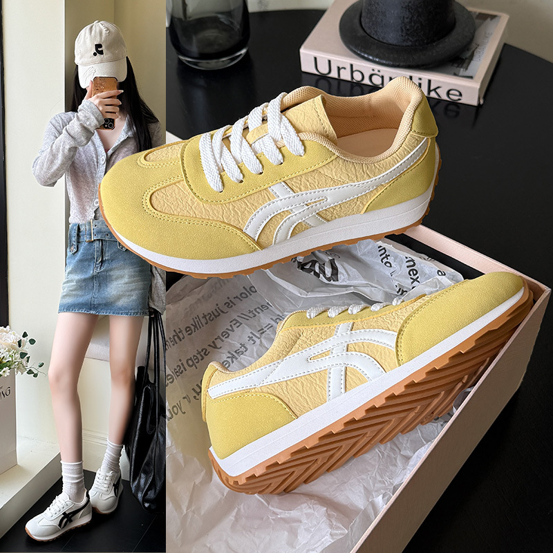 Lazos de moda retro Gump zapatos de otoño 2025 nuevos zapatos blancos casuales de mujer transpirables zapatos deportivos de entrenamiento