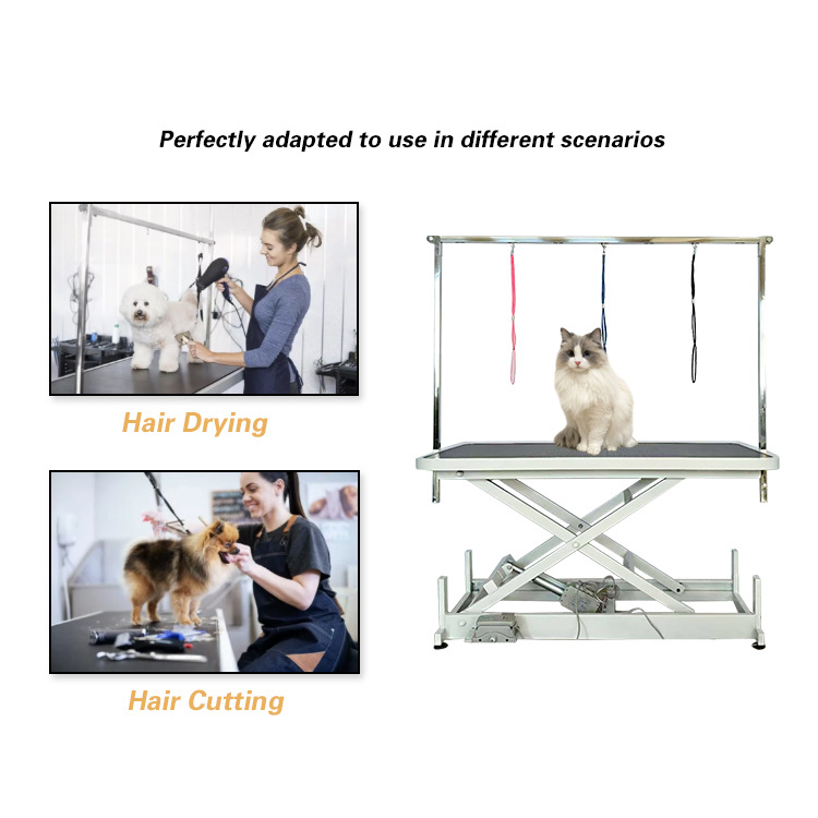 Mesa de belleza de elevación eléctrica para mascotas, mesa de belleza de perros grandes, mesa de belleza de corte y soplado de pelo