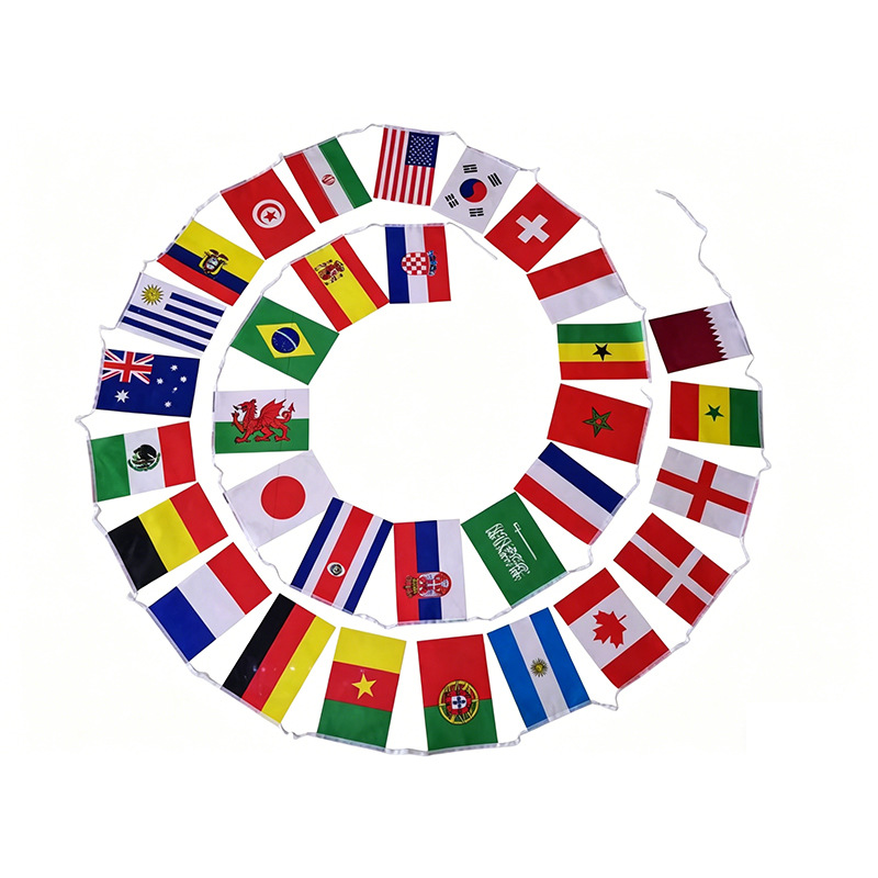 Banderas de la Copa del Mundo 2026 48 banderas de la Copa del Mundo de Estados Unidos, Canadá, México, 32 banderas de la decoración de Qatar al por mayor transfronterizo