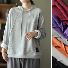 新款文艺连帽卫衣针织立体多色长袖上衣女士宽松套头帽衫