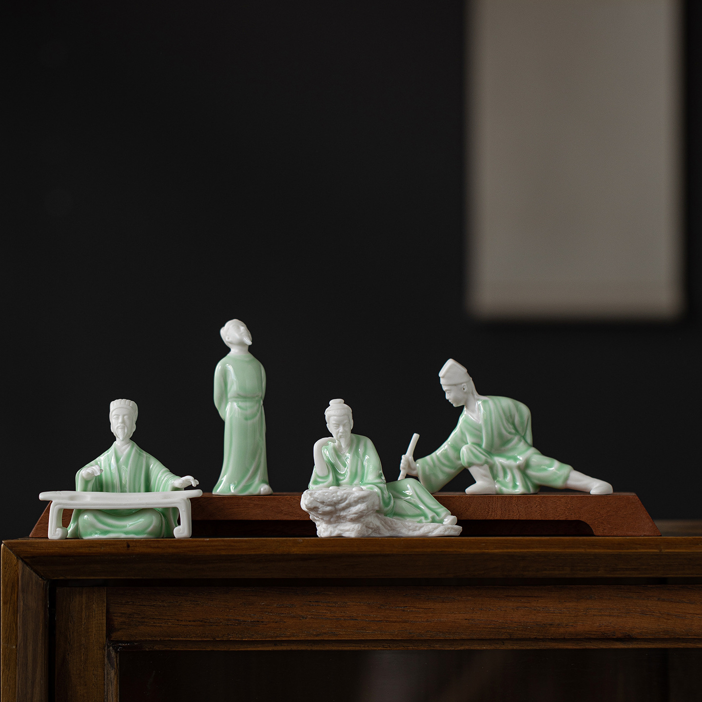 琴棋书画陶瓷古代历史人物小摆件家居桌面装饰禅意李白微景观造景