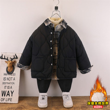男童轻薄棉衣冬装2025新款儿童韩版洋气外套秋冬季假两件羽绒棉服