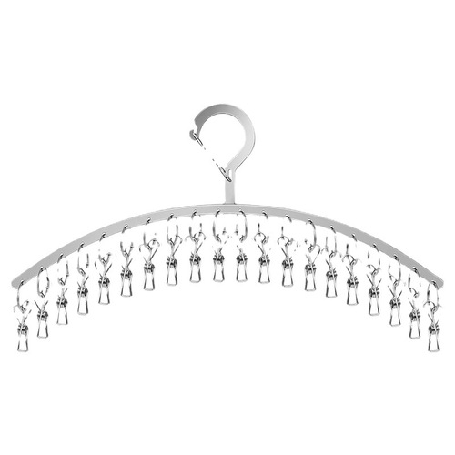 New stainless steel sock rack curved thickened flat strip clothes hanger 20 clip rack drying rack clip windproof clothes hanger