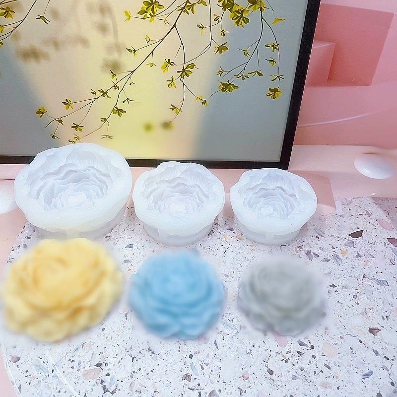 Трехмерный большой цветок пион свечи плесень большие, средние и маленькие цветы гибискуса цветочная свеча гипсовая силиконовая плесень