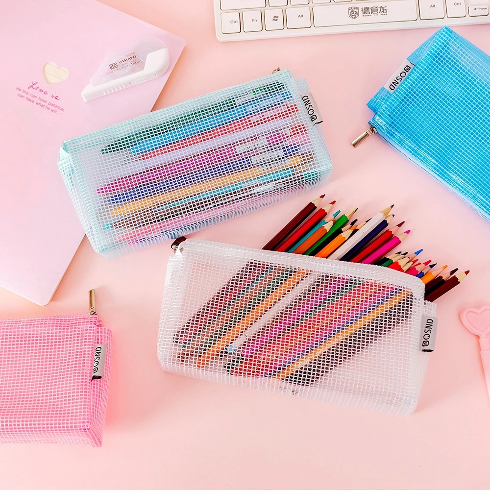 Simple transparent pencil case PVC for students, school stationery, with your logo imprint 2