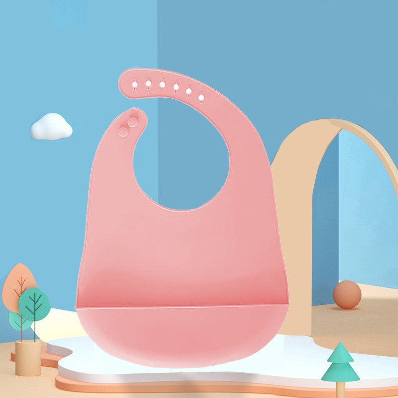 跨境热销宝宝吃饭薄款围兜硅胶饭兜儿童防油围嘴防水婴儿口水巾现