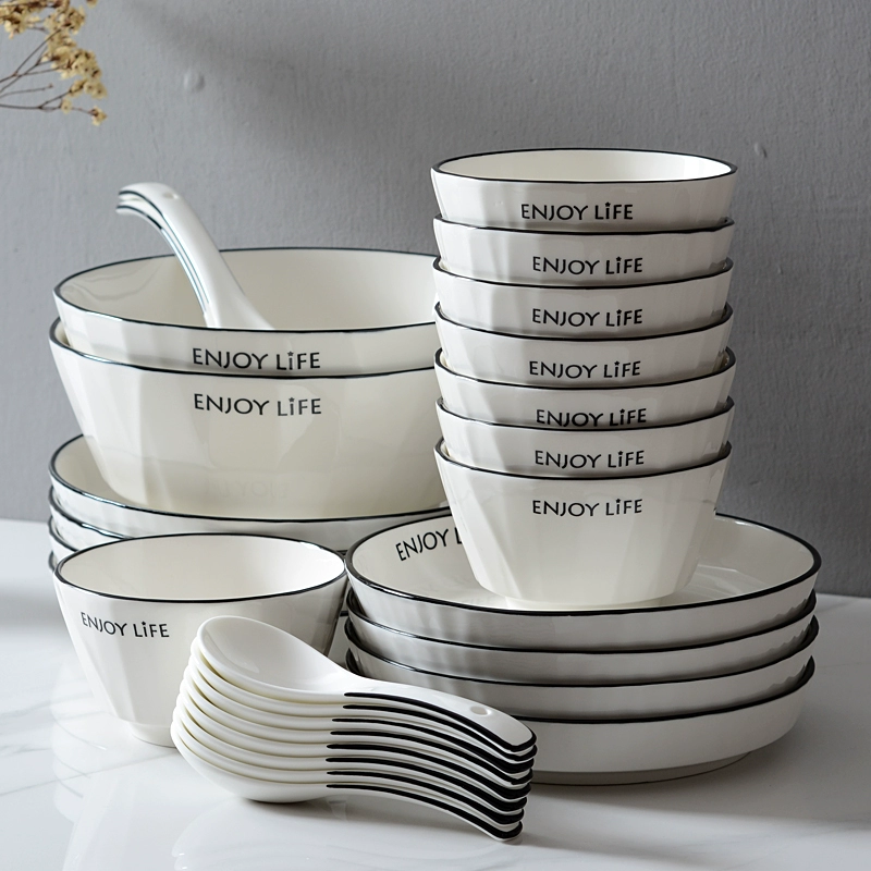 Nordic керамическая посуда набор посуды для домашнего обихода 2023 новый простой современный новоселье палочки для еды высокого класса миска тарелка