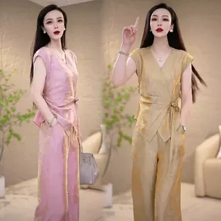 时尚套装女2026夏季新款时髦洋气质减龄收腰显瘦上衣阔腿裤两件套