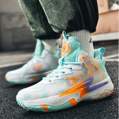 Zapatos de baloncesto Yuan Yuan para hombres y mujeres parejas de tela de malla transpirable antideslizante zapatos deportivos estudiantes jóvenes zapatos de combate real alta
