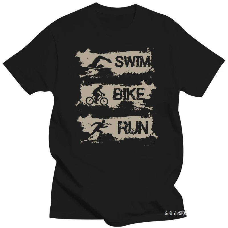 Funny Triathlon Swim Bike Run Triathlon T-Shirt Graphic Cotton Streetwear Short Sleeve Raw