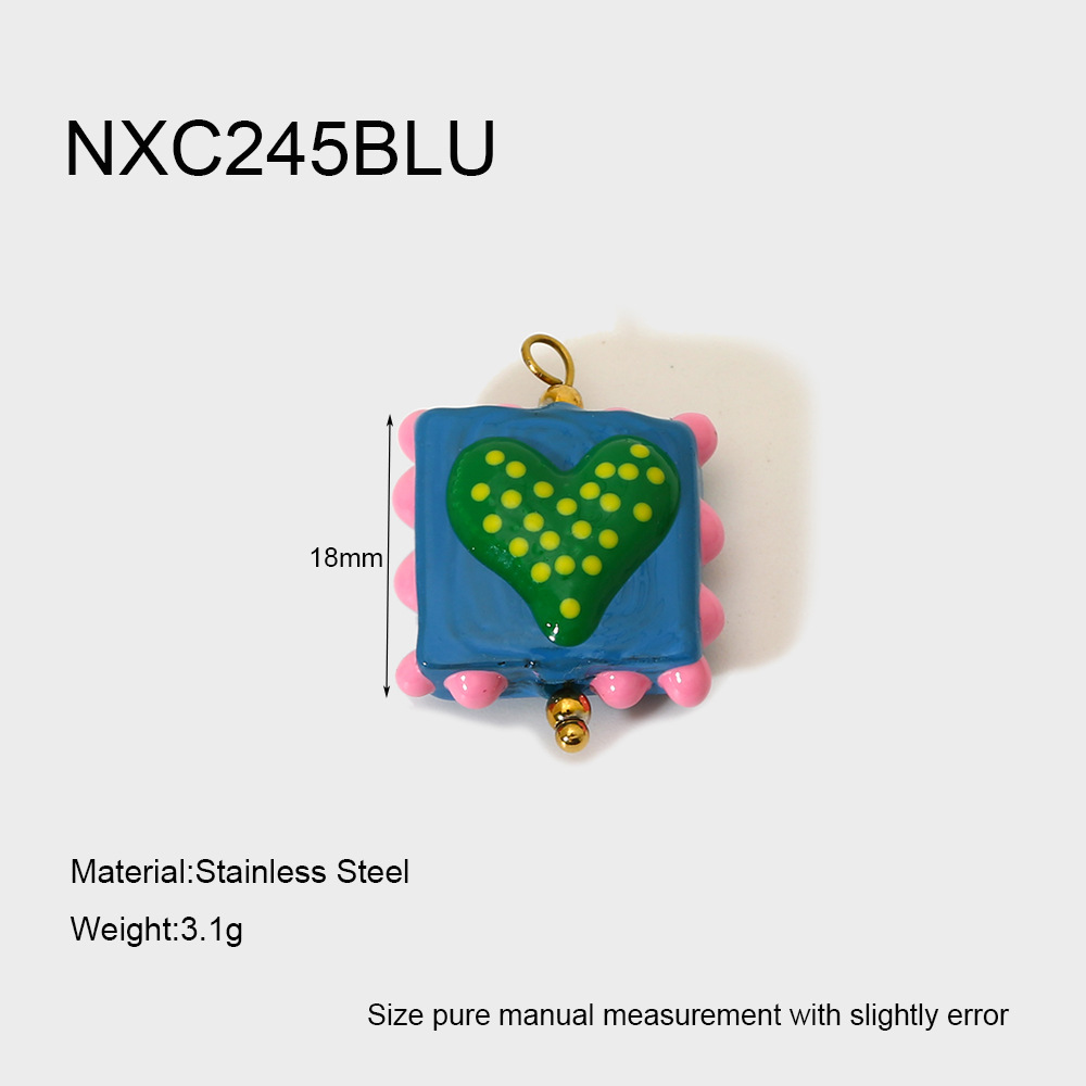 2g Weight PVD Coated Gold Plating Process Pendant Jewelry Making Type 22*20MM Jewelry Making Size 1 Piece Quantity 304 Stainless Steel, Glass Material Color Block, Heart Shape, Fish Pattern Cute, Sweet Style Irregular Craft 1 Piece 22*20MM 304 Stainless Steel Glass Color Block Heart Shape Fish Polished Pendant DIY Ornament Accessories 无