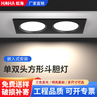 Led Square Downlight Single and Double Head Anti-Glare and Anti-Fog Ceiling Light Grille Light Concealed Opening Downlight Hole Light