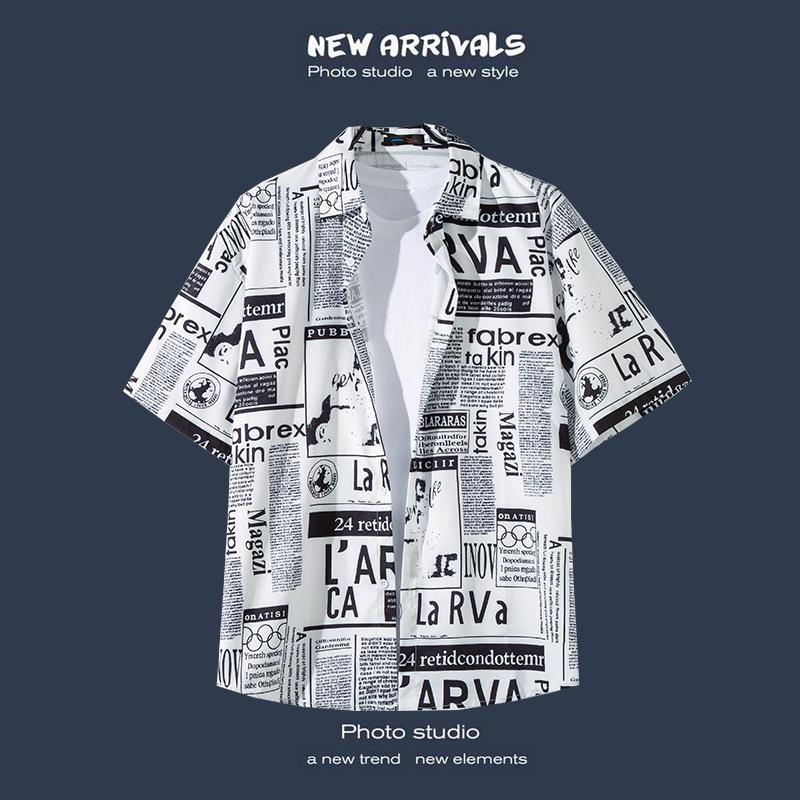 Camisas de manga corta estilo Hong Kong para hombres y mujeres, camisas florales de manga tres cuartos holgadas y delgadas de verano para playa hawaiana