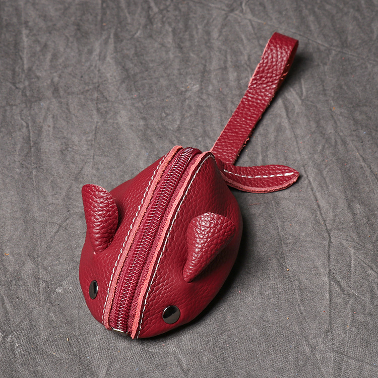 Qijia fábrica nueva piel de vaca los niños monedero cuero genuino ratón dibujos animados caja dominante del embrague multifuncional bolsa almacenamiento