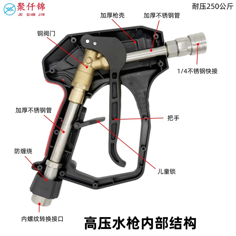 High-Pressure Car Wash Water Gun for Home and Commercial Use, 1/4 Union Water Gun, 3600Psi Car Wash High Pressure