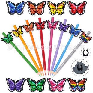 Pen Clip High-Value Butterfly Series Ballpoint Pen Pencil Cover Pvc Soft Glue Decorative Pen Accessories Cross-Border Factory Direct Sales