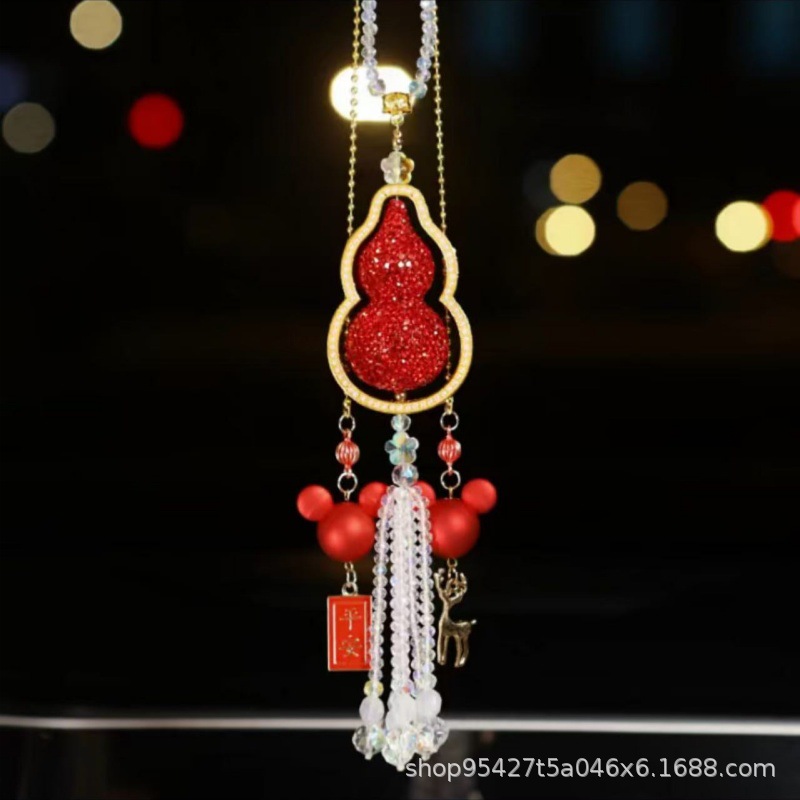 2024 new car diamond-encrusted hoist pendant car interior pendant pendant peace rearview mirror pendant transfer