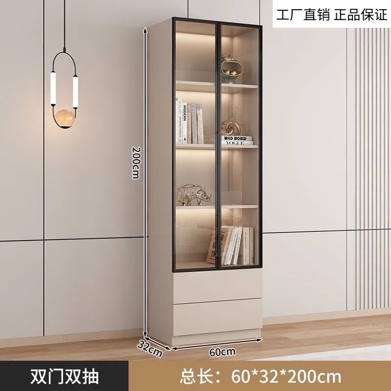 밀크커피 컬러 양문형 더블서랍 60cm丨두꺼운 판/3C 방폭 강화유리