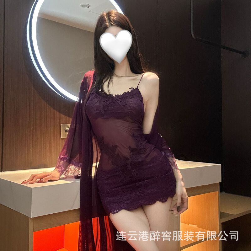 Large Size Purple Sexy Lingerie with Thin Lace Mesh Patchwork, Sheer Sleeveless Bodycon Bodycon Sexy Dress Large Size Purple Sexy Lingerie with Thin Lace Mesh Patchwork, Sheer Sleeveless Bodycon Bodycon Sexy Dress
