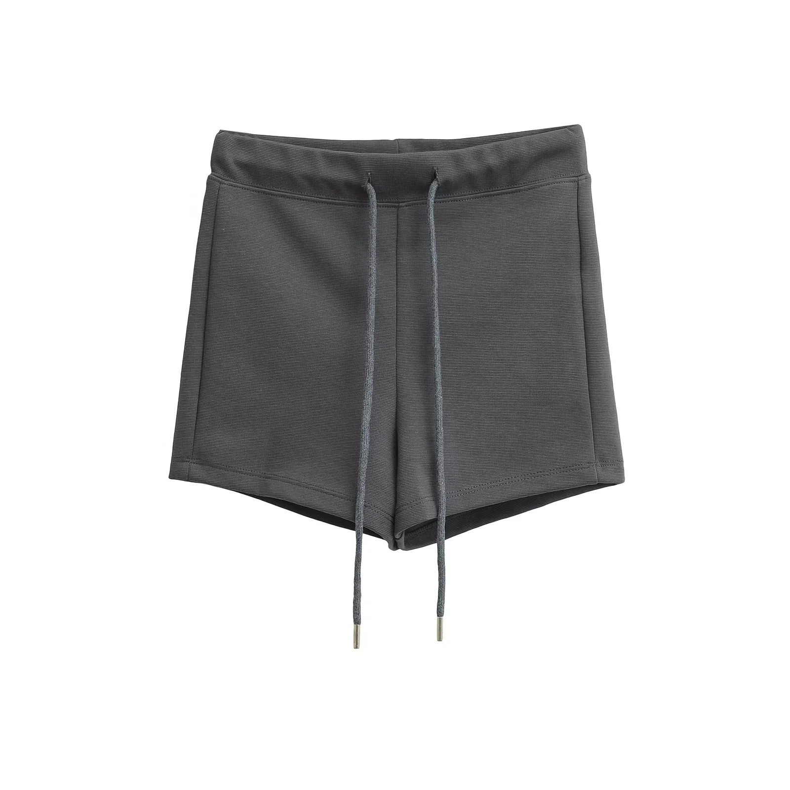 Spring trousers, shorts, drawstring, high waist, slim fit