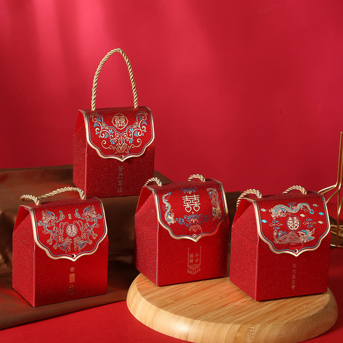 Chinese-style wedding candy box, new wedding favor gift box, creative hand-held candy gift bag, wholesale