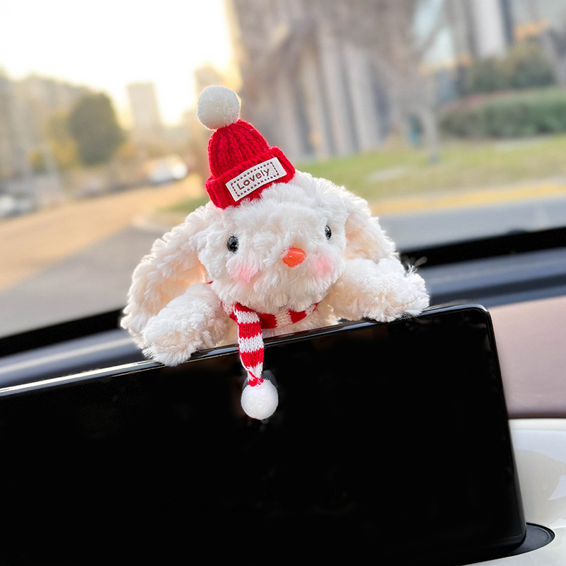 Decoración de coche de conejo Pantalla de control central de coche Muñeca de fiesta Pantalla de visualización Decoración de pantalla Accesorios de coche Muñeca linda mujer