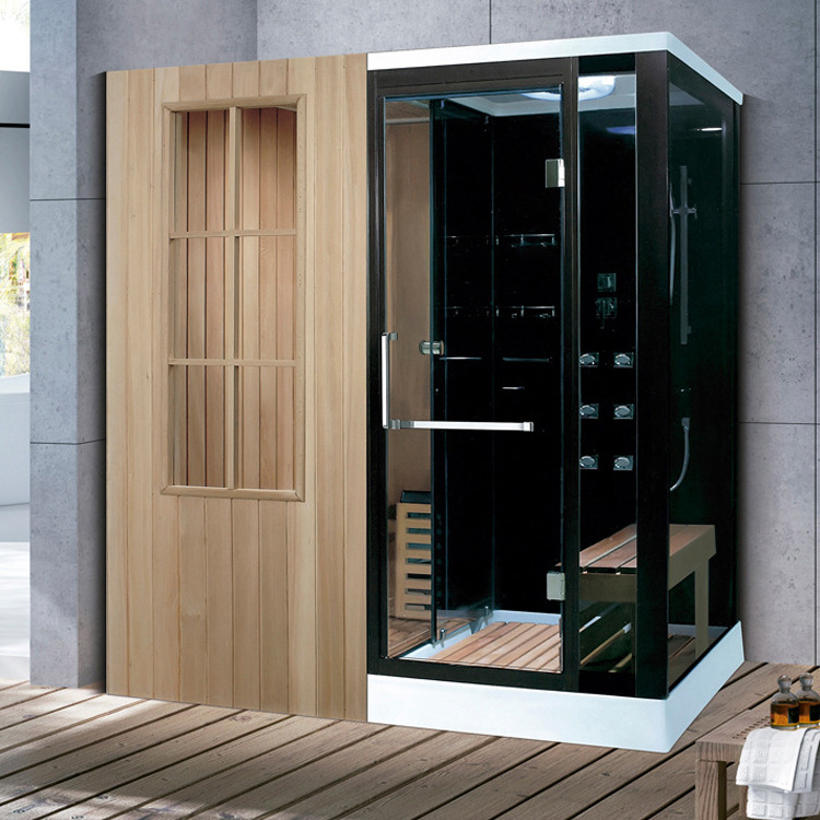 Hogar multifuncional sala de vapor seca y húmeda sala de ducha integrada de doble uso de hierro abeto sala de baño sauna integrado sala de vapor de sudor