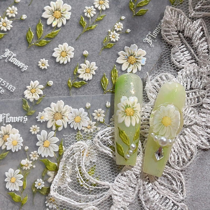 YITU Ant Figure Shell Light Daisy Nail Art Sticker Simple Flower Small Fresh Internet Red Decorative Sticker YT5183