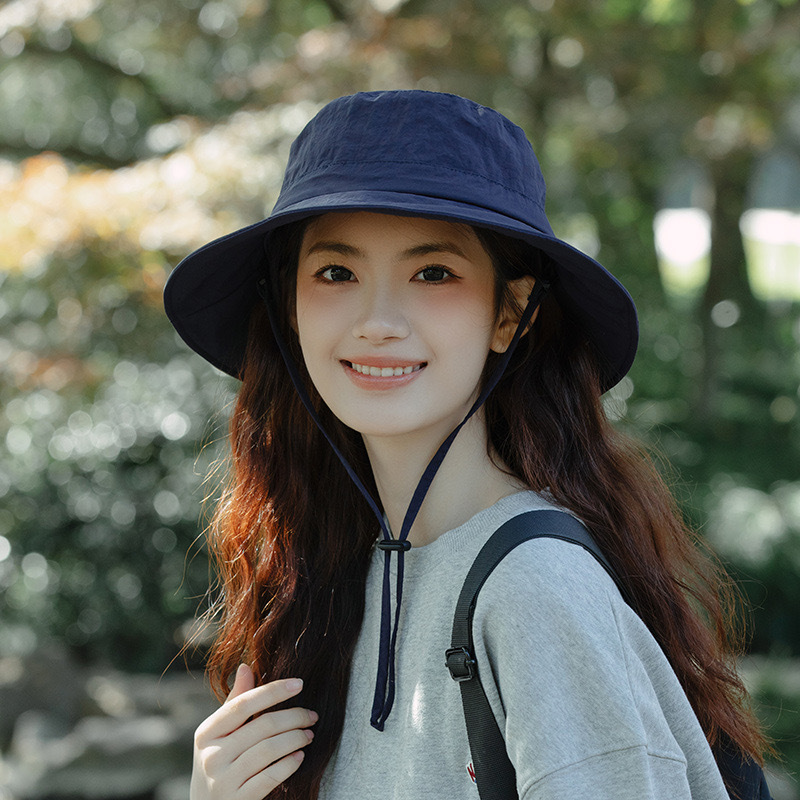 2025新型帽子女性夏紫外線防止日焼け止め登山屋外速乾漁師帽防風ロープ太陽帽