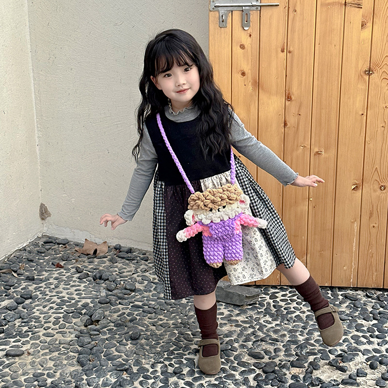 Divertido bolso de hombro para niños y niñas de dibujos animados, extraño y feo bolso de mensajero para bebés, nuevo bolso de muñeca para niños tejido de ganchillo