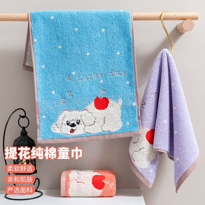 Оптовая продажа, жаккардовое детское полотенце из чистого хлопка, мягкое впитывающее маленькое полотенце с героями мультфильмов, домашнее невыцветающее антибактериальное детское полотенце