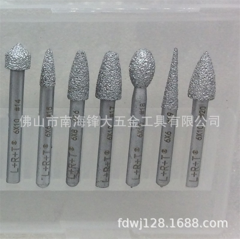L+R+T钎焊磨头20支套装粗砂 打磨去皮玉石雕刻圆柱形电金刚石磨棒