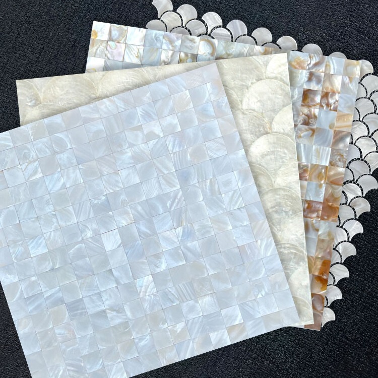 New Shell Mosaic Tiles Bathroom Kitchen Wall Tiles Natural Mother-Of-Pearl Background Wall Stickers Bath Foreign Trade Dropshipping