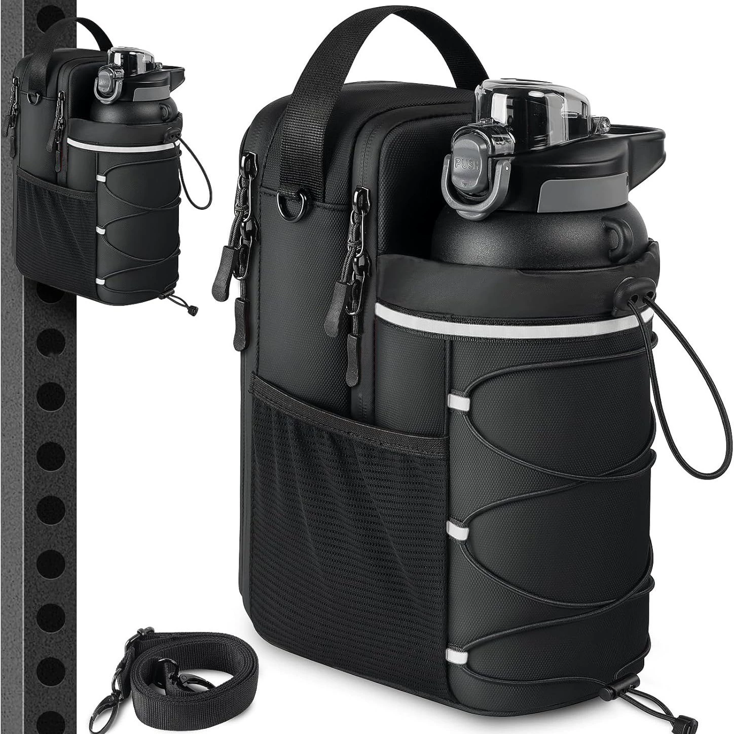 Travel teapot for gym, bag strap, capacious organizer bag with bottle holder, water absorbent, wholesale