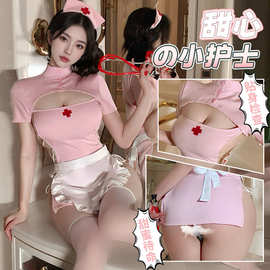 性感制服辣妹纯欲情趣内衣甜心护士性感开衩包臀免脱制服套装F224