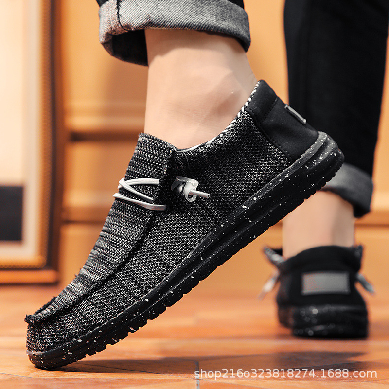 DUDE NIES DUDE canvas shoes men's spring and summer Korean style old Beijing loafers slip-on low-top shoes plus size